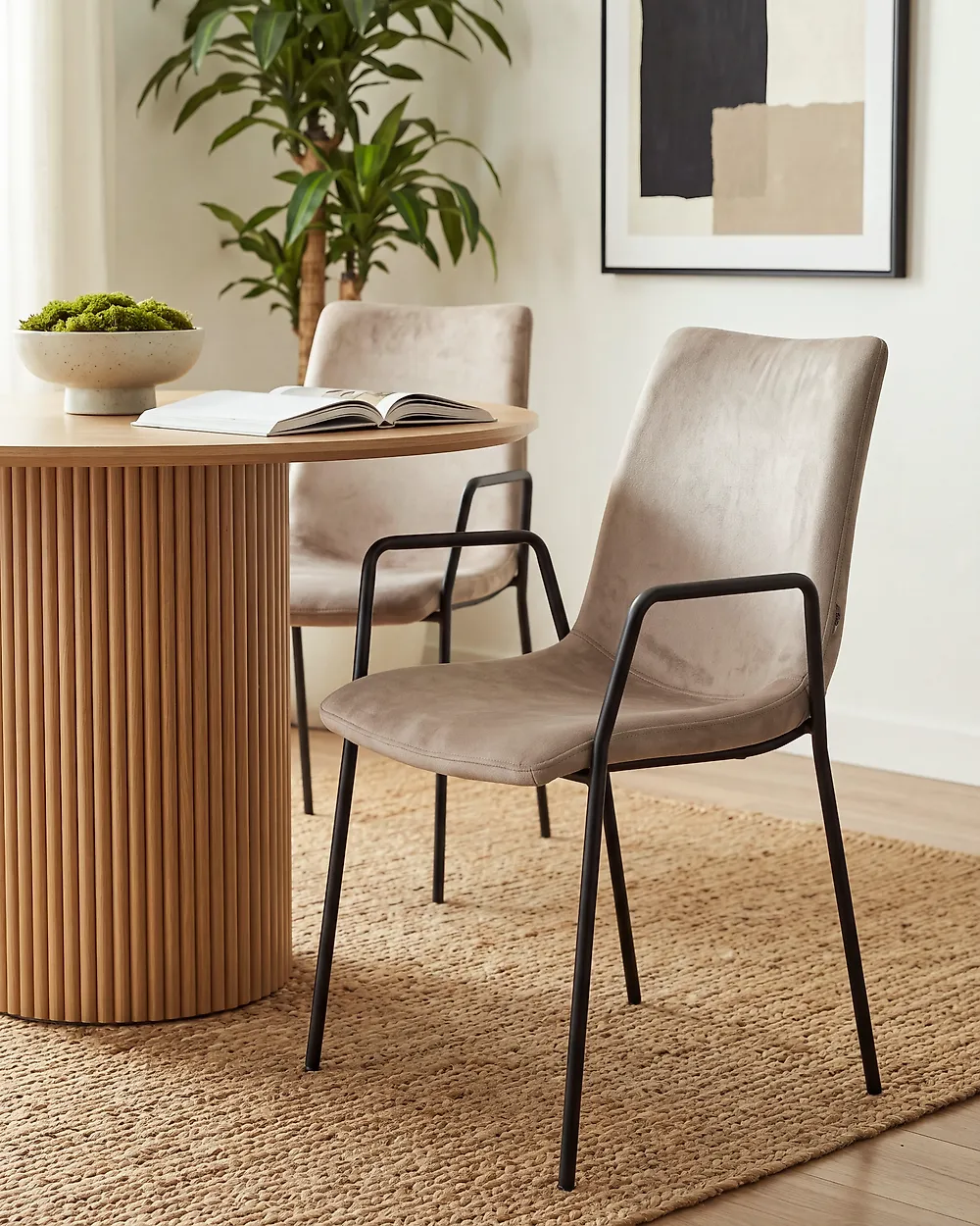 Set of 2 Dining Chairs JEFFERSON Velvet Taupe_1174987