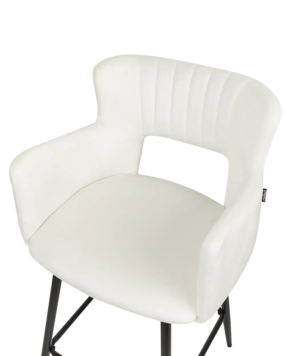 Set of 2 Bar Chairs SANILAC Velvet White_912669