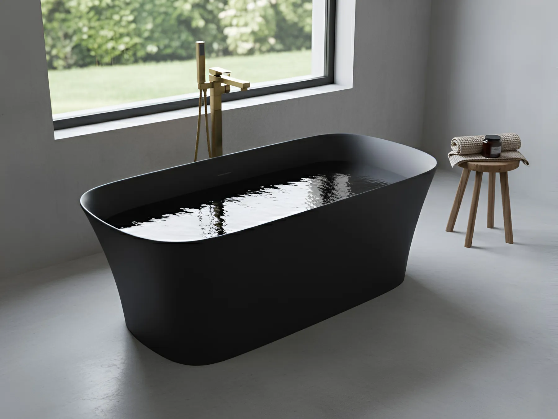 Freistehende Badewanne LANALHUE 160 x 75 cm Schwarz_1033588