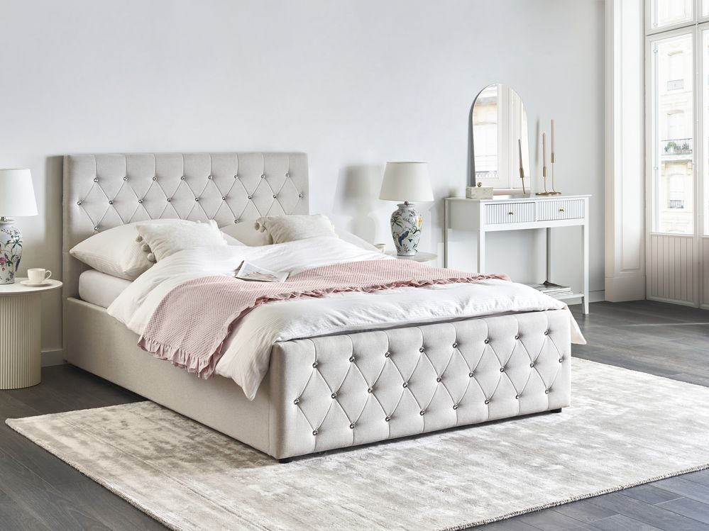 Ottoman Bed AMIENS Fabric Beige 140 x 200 cm (EU Double)
