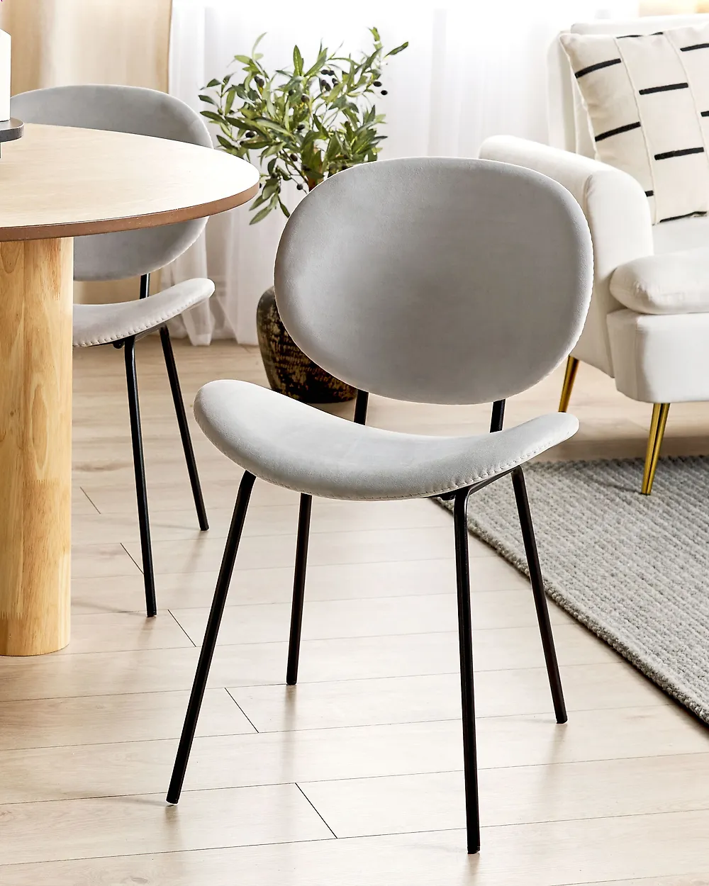 Set of 2 Dining Chairs LUANA Velvet Light Grey_1187787
