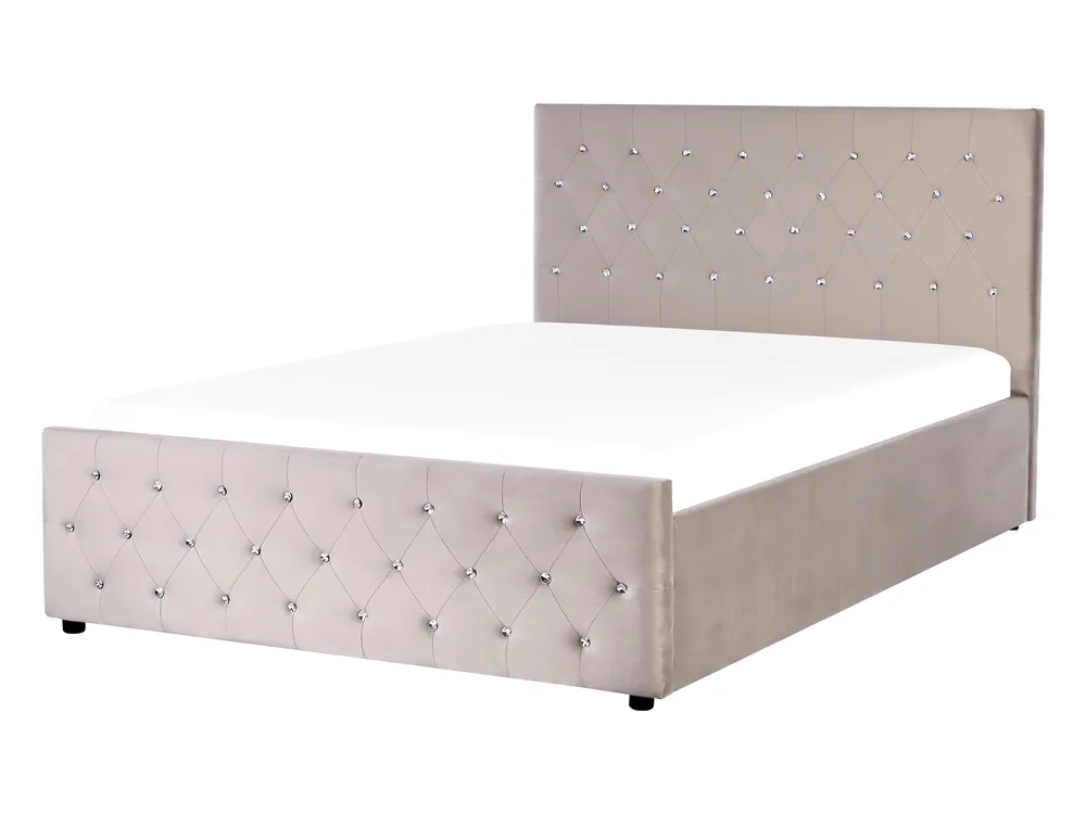 Bett mit Stauraum AMIENS Samtstoff Taupe 140 x 200 cm_914331