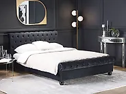 Bett mit Lattenrost Samtstoff AVALLON 160 x 200 cm Schwarz_1182473