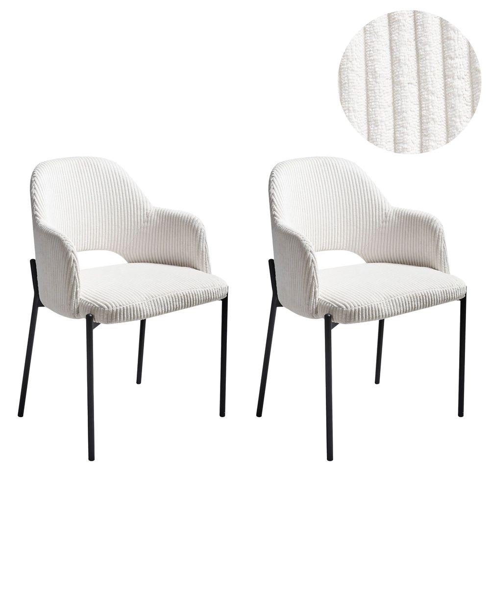 Set of 2 Dining Chairs RATON Corduroy Off-White