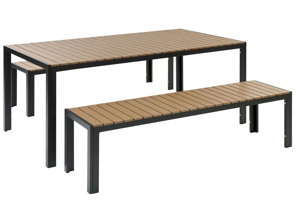 Gartenmöbel Set mit Bänken 6-Sitzer NARDO Braun / Schwarz