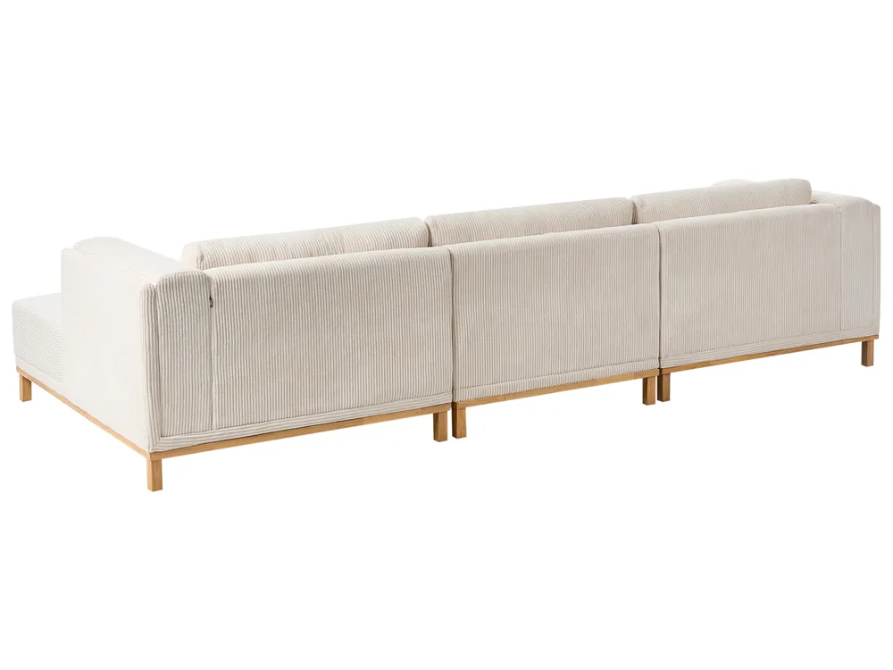 Ecksofa 5-Sitzer VENG Cord Hellbeige linksseitig_1010043