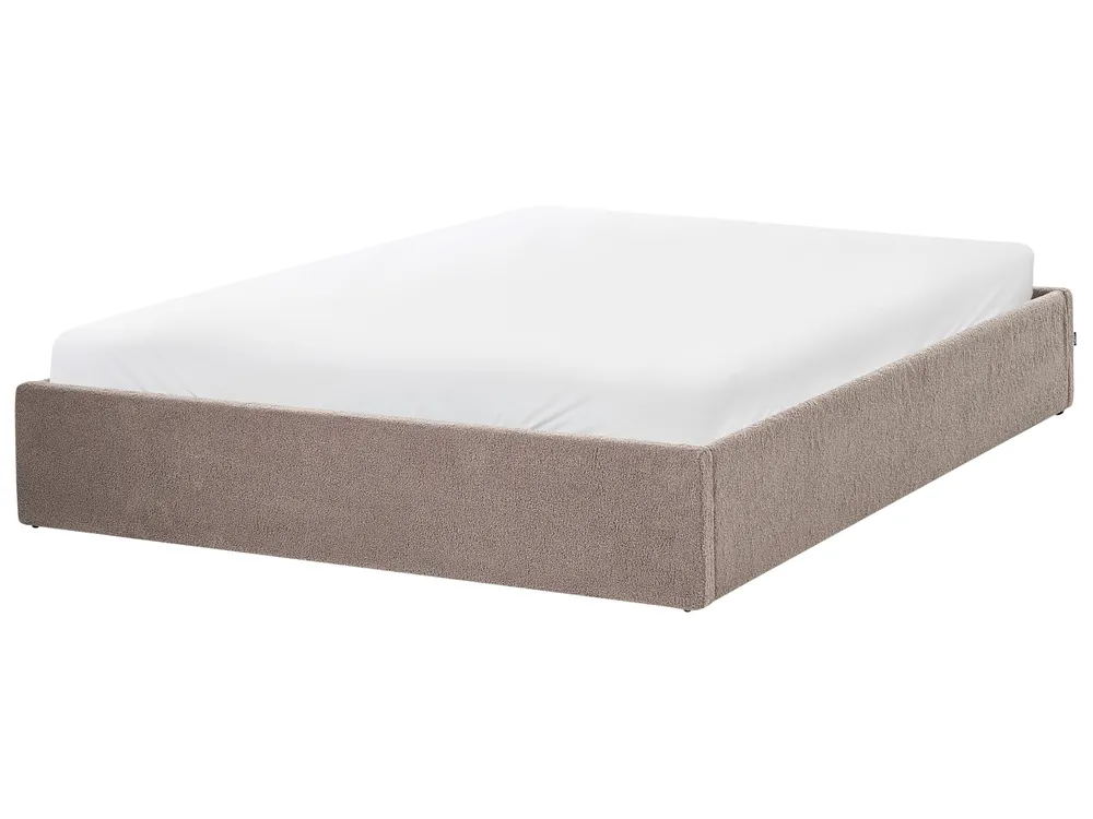 Bett mit Stauraum ohne Kopfteil DINAN Bouclé Taupe 160 x 200 cm_995419