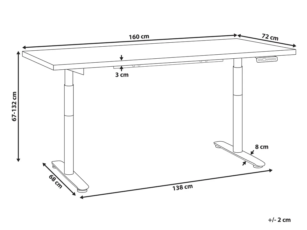 Schreibtisch elektrisch höhenverstellbar DESTINAS 160 cm 72 cm Schwarz / Weiß_899581