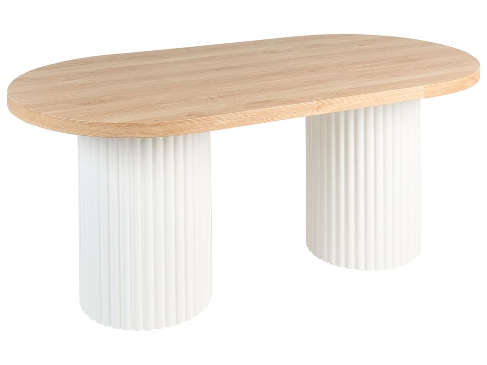 Table de repas SHERIDAN Marron clair/blanc 180 cm 90 cm