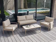 Lounge Set mit Tisch 4-Sitzer NESSO Metall Hellbeige_1082938