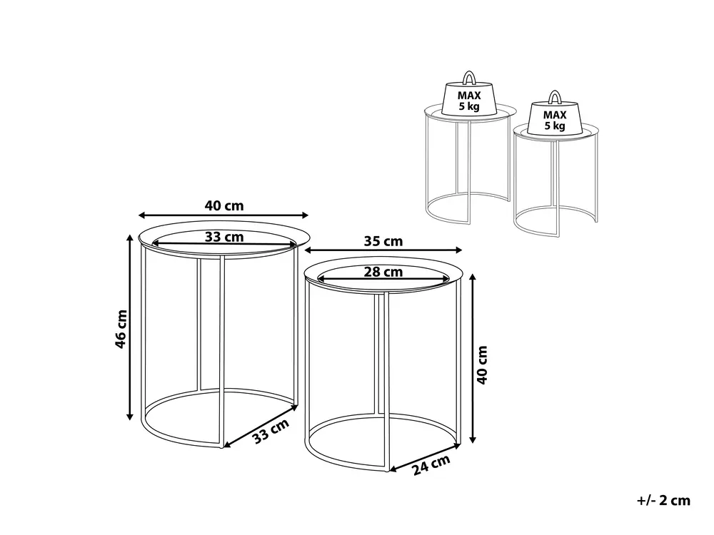 Beistelltisch 2er Set TWINS Metall Schwarz_814966