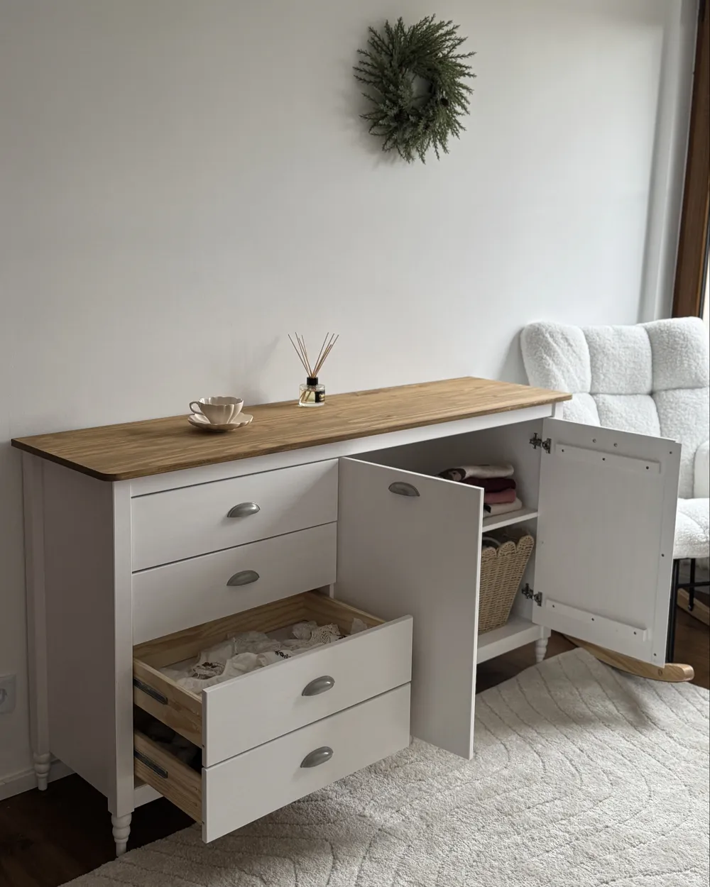 Sideboard mit 2 Türen SHILLINGTON Kiefernholz Weiß_1024190