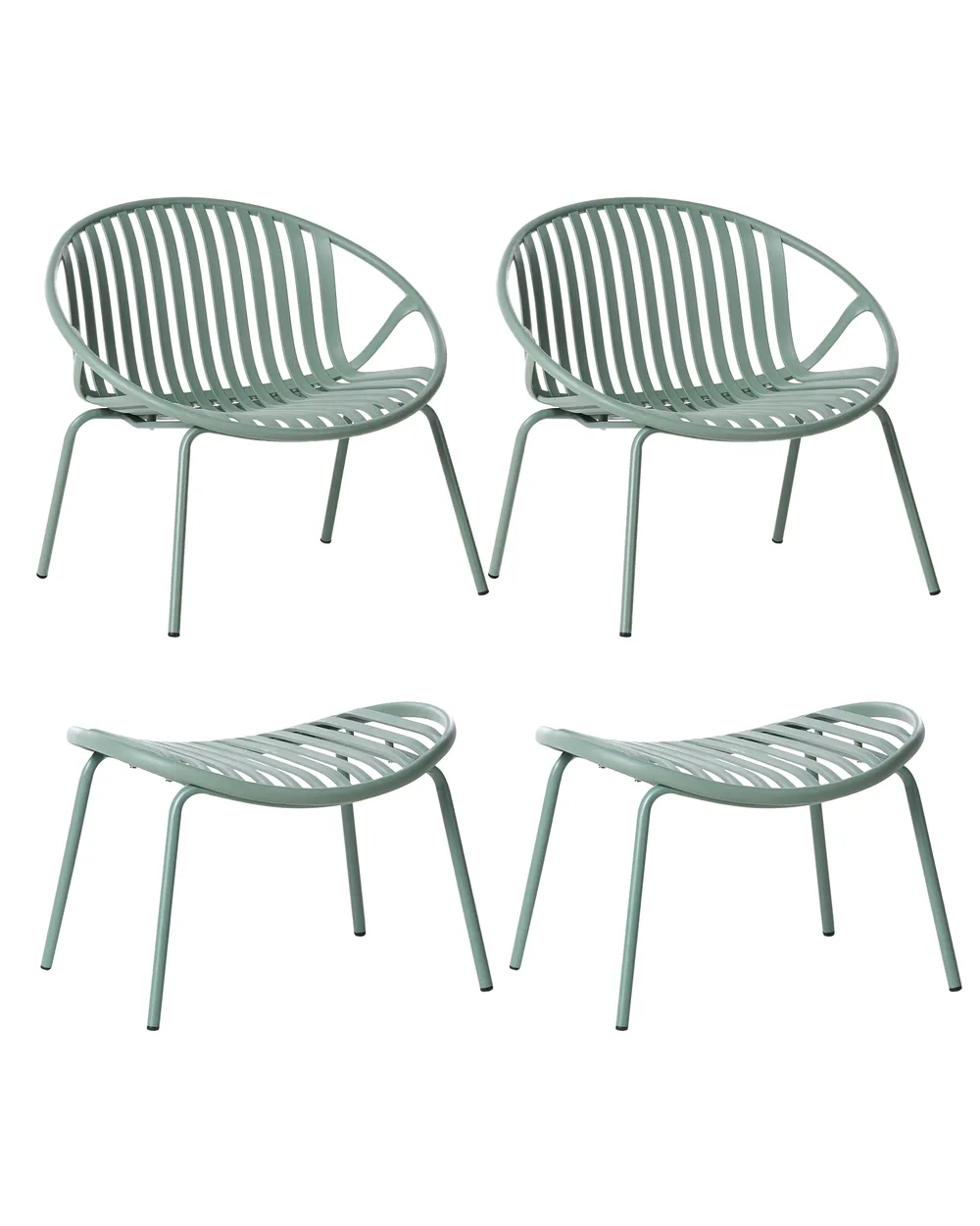 Gartenstuhl 2er Set CASPERIA mit Fußstütze Grün