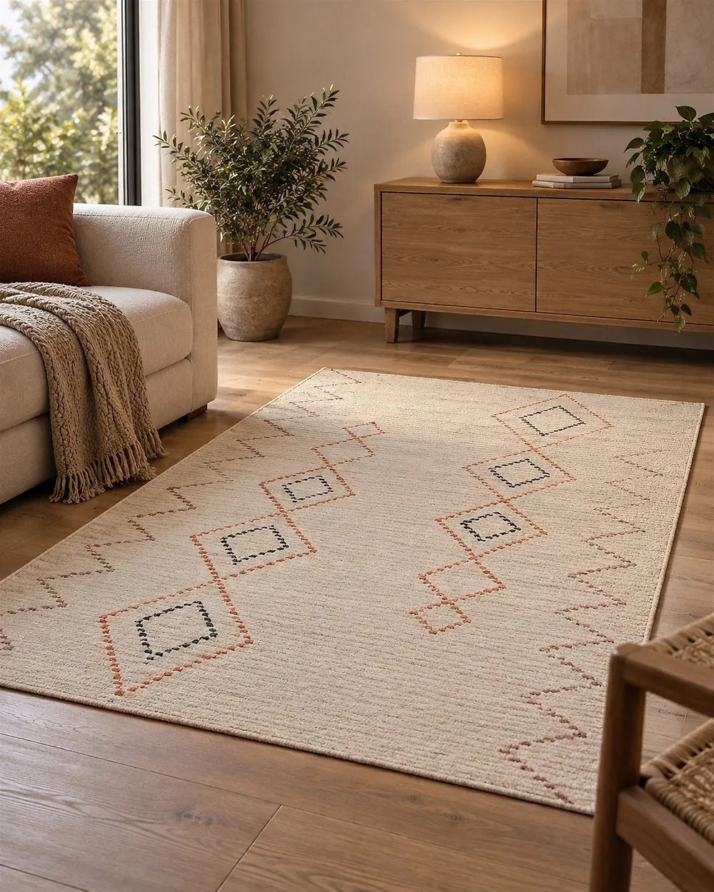 Teppich GUWAHATI Beige 160 x 230 cm Baumwolle