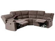 Ecksofa manuell verstellbar 5-Sitzer ROKKE Stoff Taupe linksseitig_851444