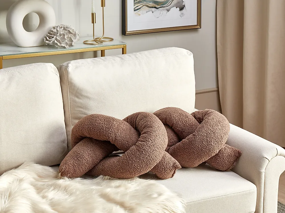 Set van 2 sierkussens GLADIOLUS 172 x 14 cm Bouclé Bruin effen_1187935
