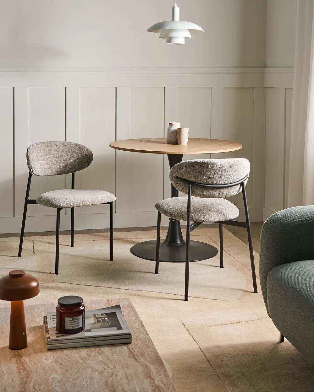 Set of 2 Dining Chairs COWLEY Chenille Taupe_1040060