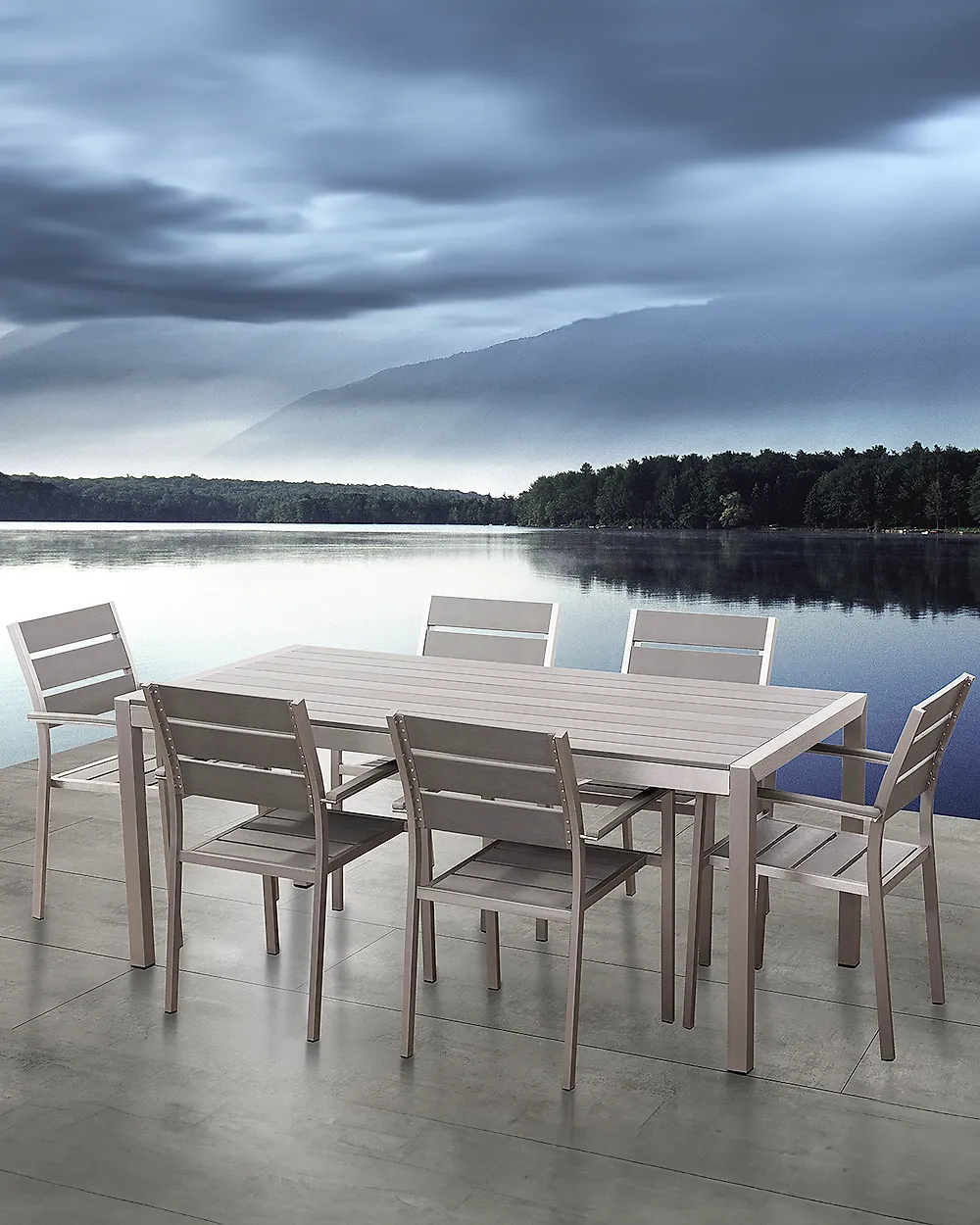 Gartenstuhl 6er Set VERNIO Grau