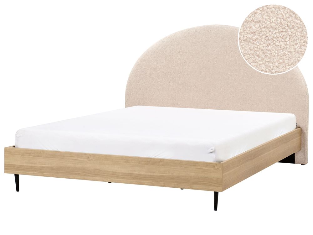 Bed Bouclé MILLAY 180 x 200 cm Beige
