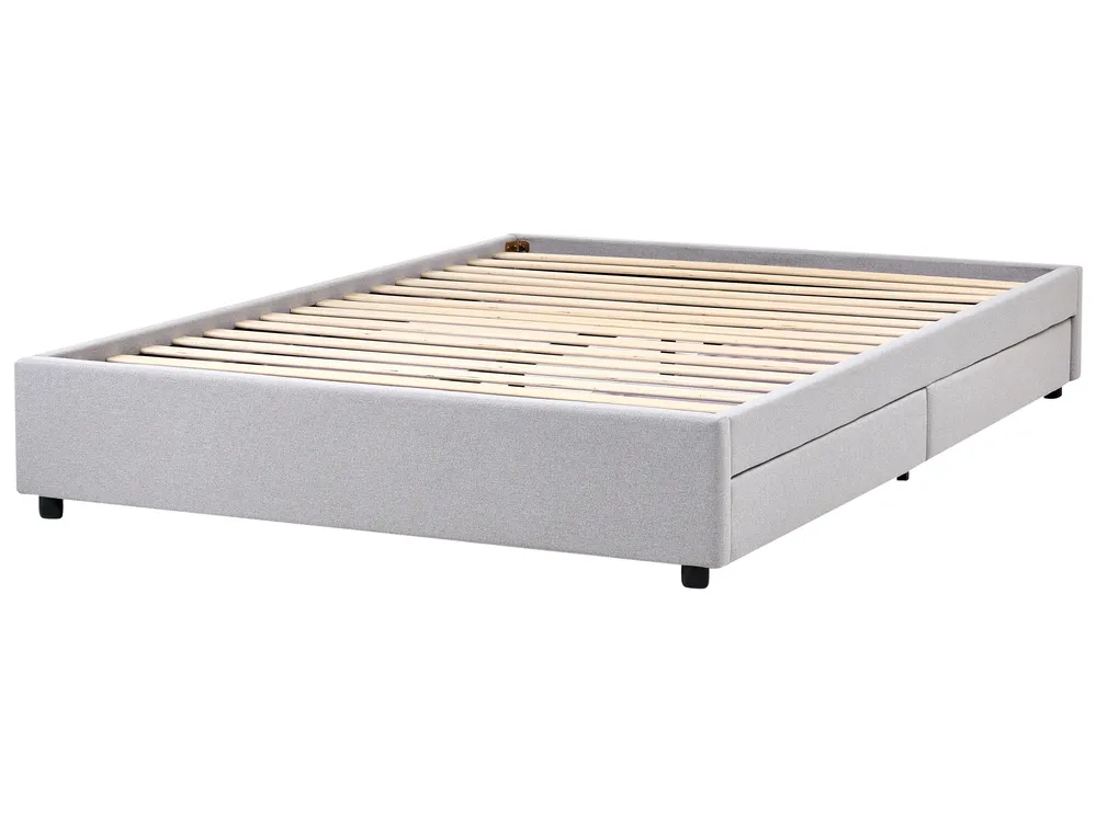 Bett mit Schubladen ohne Kopfteil PRADES Stoff Hellgrau 160 x 200 cm_996105