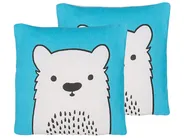 Set of 2 Decorative Cushions WARANASI Cotton 45 x 45 cm Blue_801107