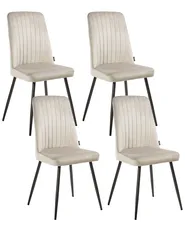 Set of 4 Dining Chairs KIRBY Velvet Beige_1048970