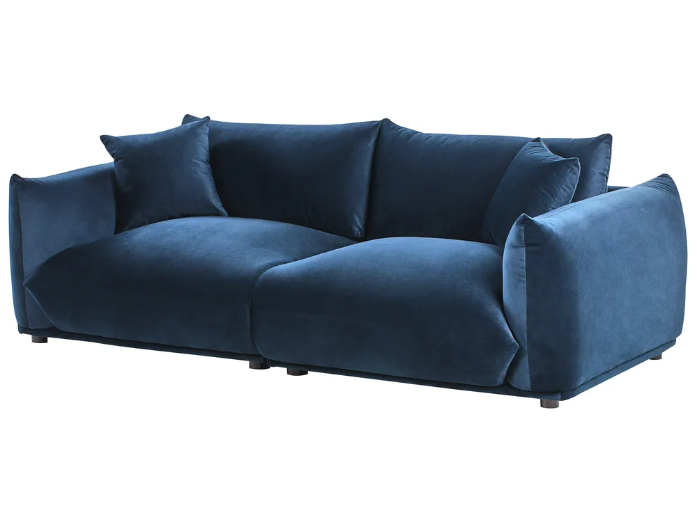 Bank 3-zits LUVOS Fluweel Donkerblauw_970581