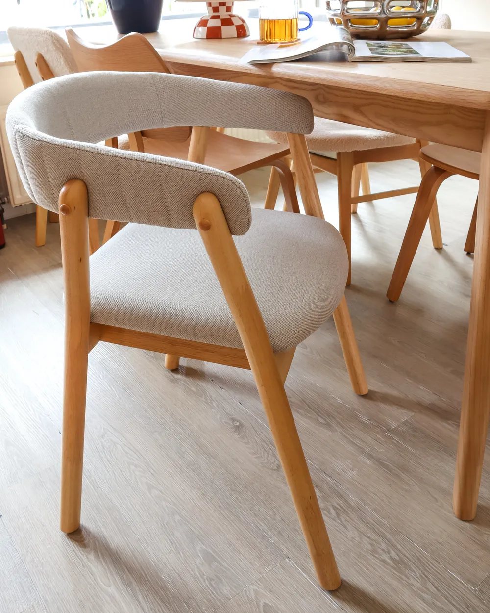 Esszimmerstuhl 2er Set MYLO Stoff Hellbraun / Grau_1022322