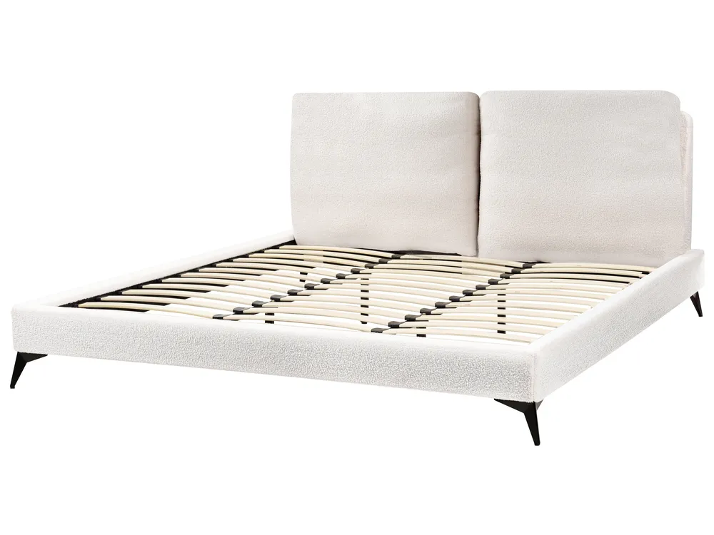 Bett mit Lattenrost Bouclé MELLE 180 x 200 cm Cremeweiß_965676