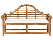 Gartenbank mit Auflage MARLBORO 180 cm Akazienholz Cremeweiß_1153618