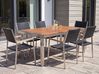 Garden Dining Set 6 Seater GROSSETO Eucalyptus Wood Brown/ Black