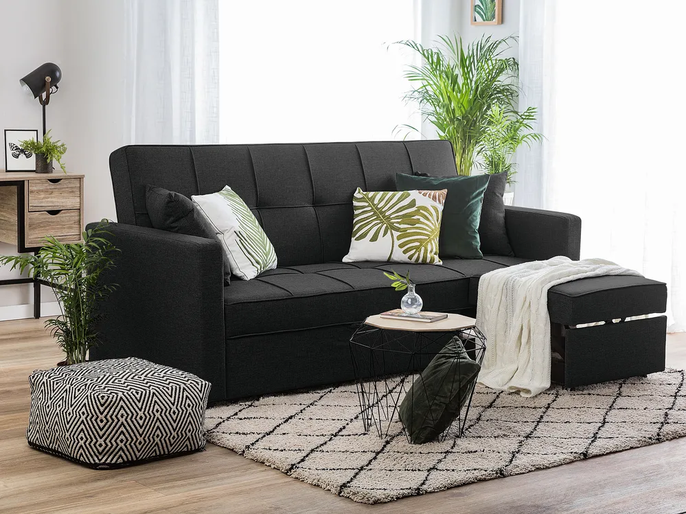 Schlafsofa 3-Sitzer GLOMMA Stoff Schwarz_717997