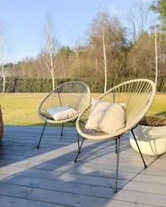 Gartenstuhl 2er Set ACAPULCO II Polyrattan Hellgrau_983033
