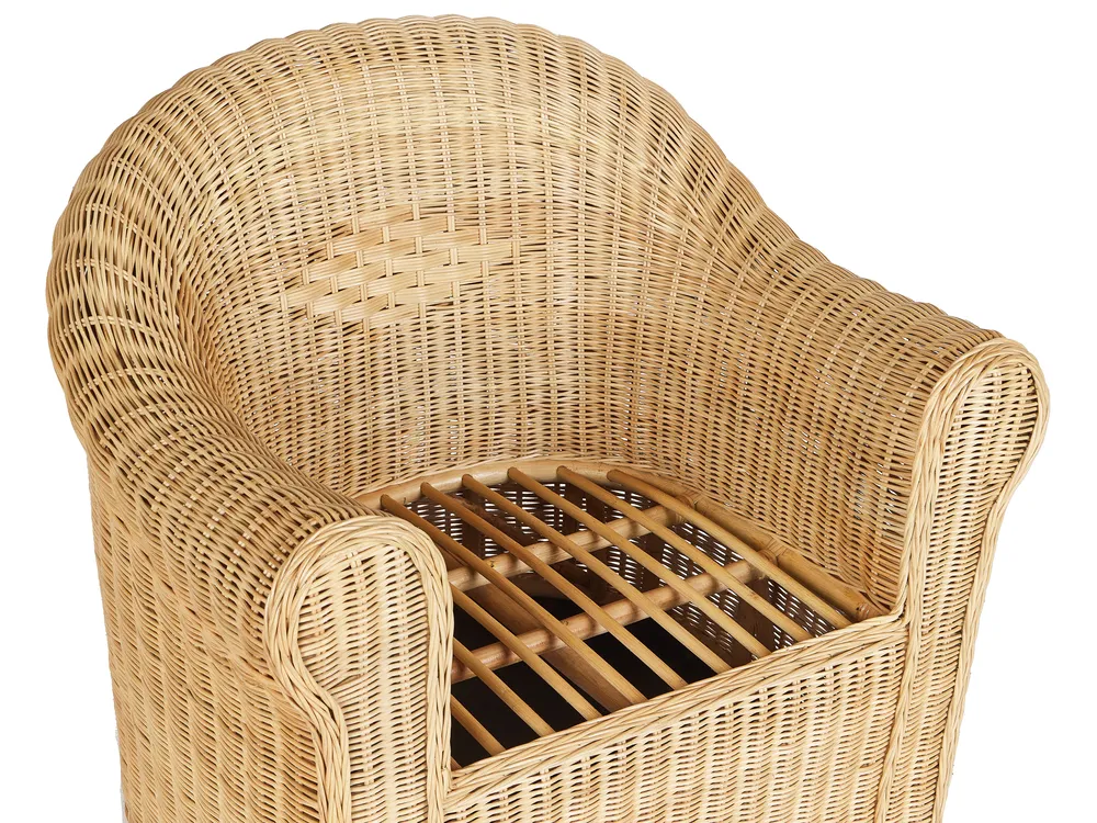 Lounge Set mit Tisch 5-Sitzer LIVADEIA Rattan Naturfarben_920181