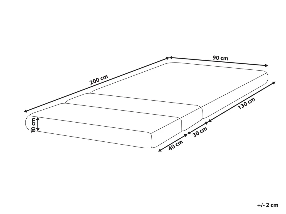 Schaumstoffmatratze für mitwachsendes Bett CLEVER GROW H2/3 Mittel 90 x 130/160/200 cm_964343