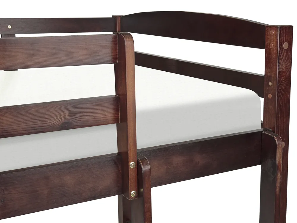 Hochbett Kiefernholz REGAT 90 x 200 cm Dunkelbraun_877076