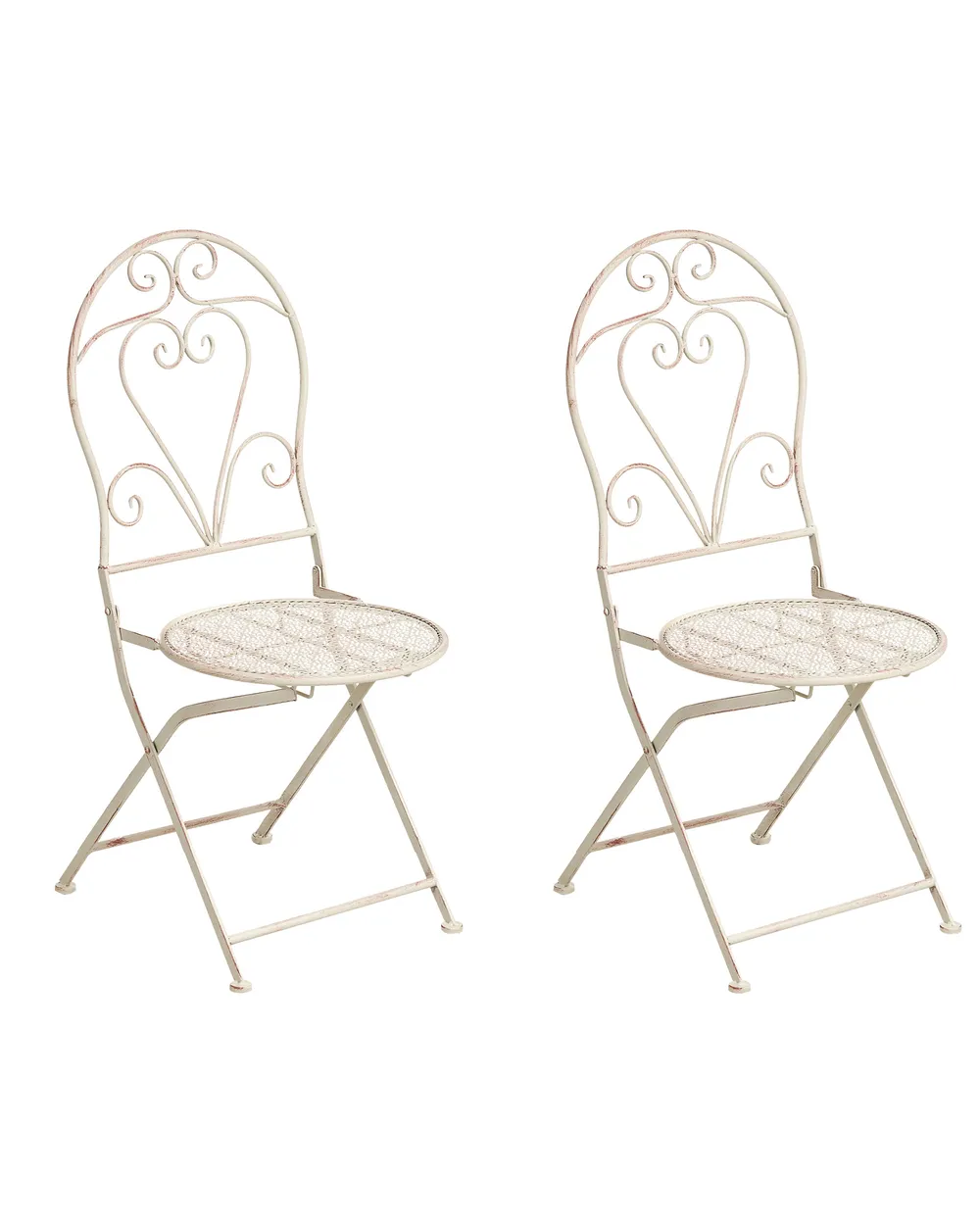 Gartenstuhl 2er Set FOLELLI klappbar Metall Hellbeige