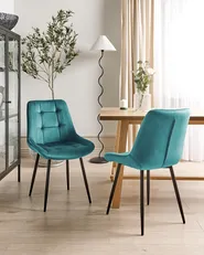 Set of 2 Dining Chairs MELROSE Velvet Turquoise_771930