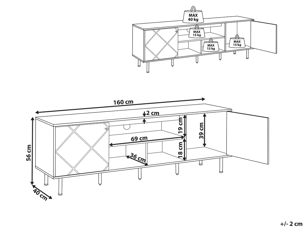 TV Stand PALMER Brown/ White_823630