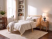 Bett mit Lattenrost Kiefernholz MERCURER 80 x 200 cm Hellbraun_1156842