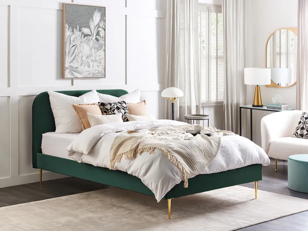 Bed Velvet FLAYAT 140 x 200 cm (EU Double) Emerald Green