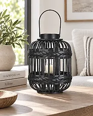 Laterne BORACAY 30 cm Bambus Schwarz_1187636