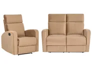 Sofa Set manuell verstellbar 3-Sitzer VERDAL Samtstoff Hellbraun_1081271