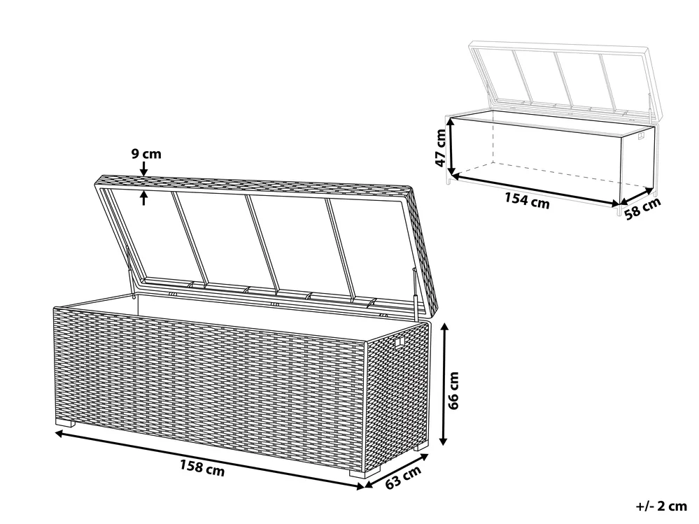 Aufbewahrungsbox MODENA 158 cm 63 cm Polyrattan Weiß_774344