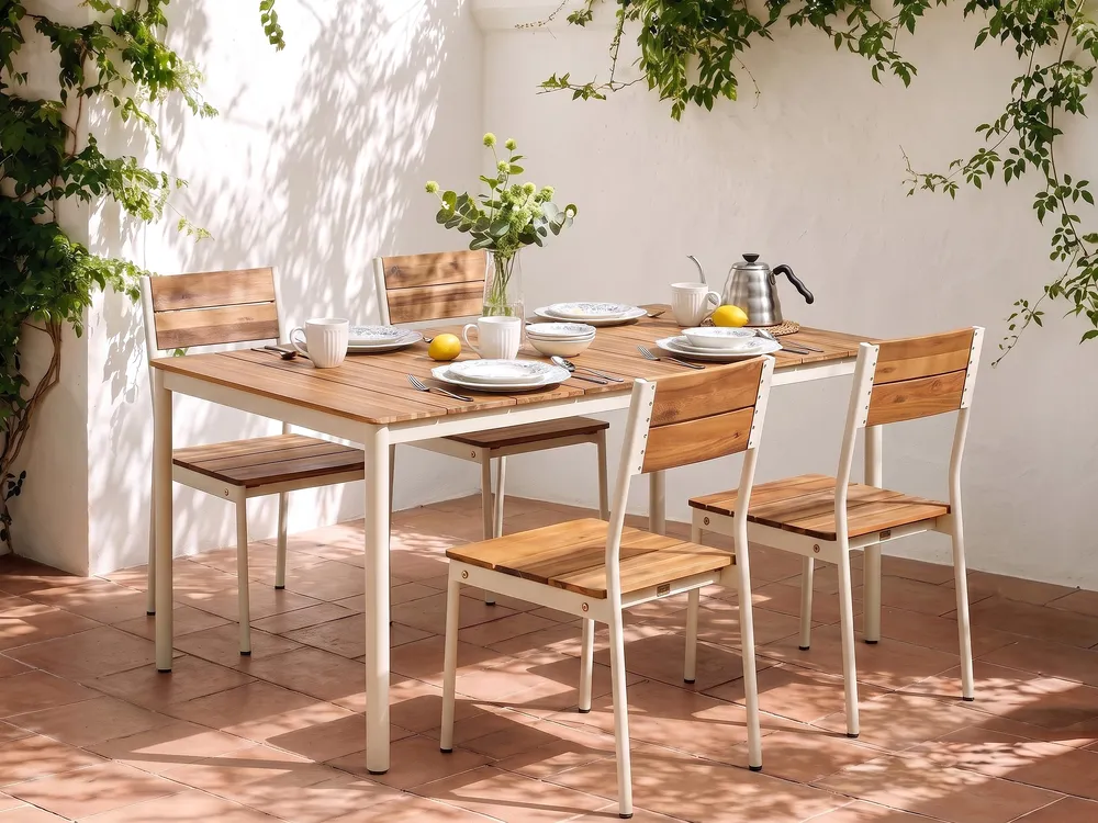 Gartenmöbel Set 4-Sitzer GIOVINAZZO Akazienholz Braun