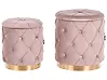 Pouf mit Stauraum 2er Set PUEBLO Samtstoff Taupe