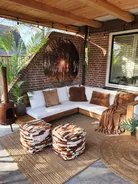 Garten Ecksofa 5-Sitzer MARETTIMO zertifiziertes Akazienholz Cremeweiß rechtsseitig_857554