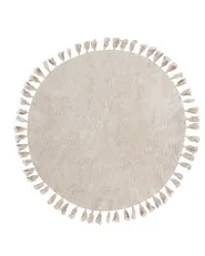 Teppich MITSOBI Beige ø 120 cm Baumwolle_1065175