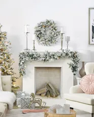 Weihnachtsgirlande Schnee bedeckt LED SUNDO 180 cm Weiß_813314