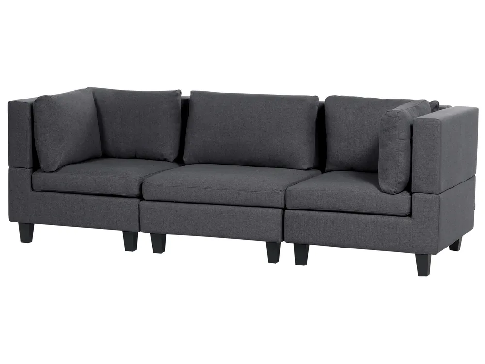 Modular Sofa 3 Seater UNSTAD Fabric Dark Grey_893571